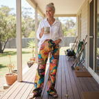 Gaia™ - Boho Earth-Tone Wide-Leg Pants