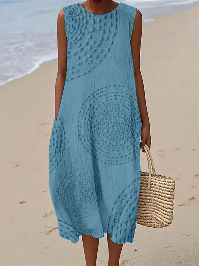 Eliza | Soft Embroidered Sleeveless Midi Dress