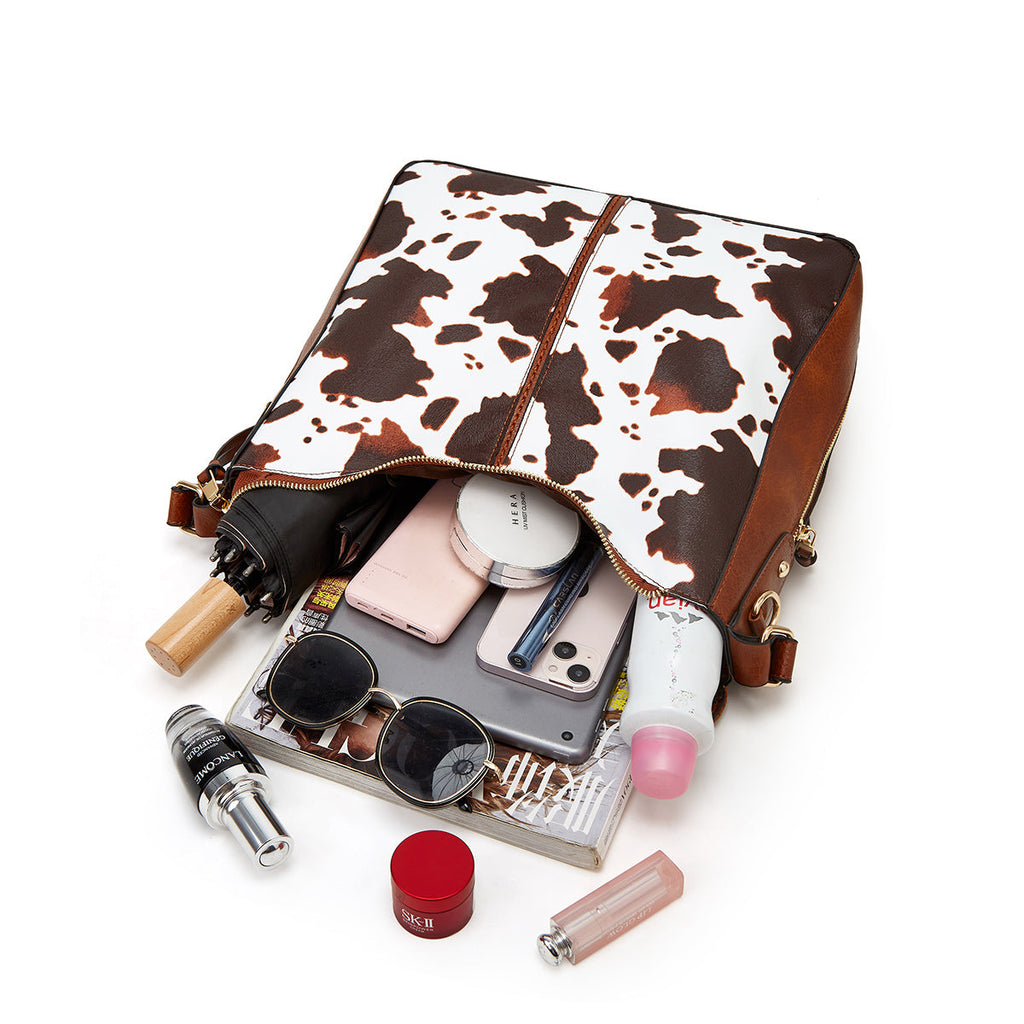 Luxury Leather 3-Piece Hobo Bag Set Print