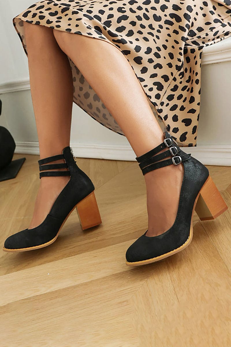 Jadara - Triple Buckle Heels