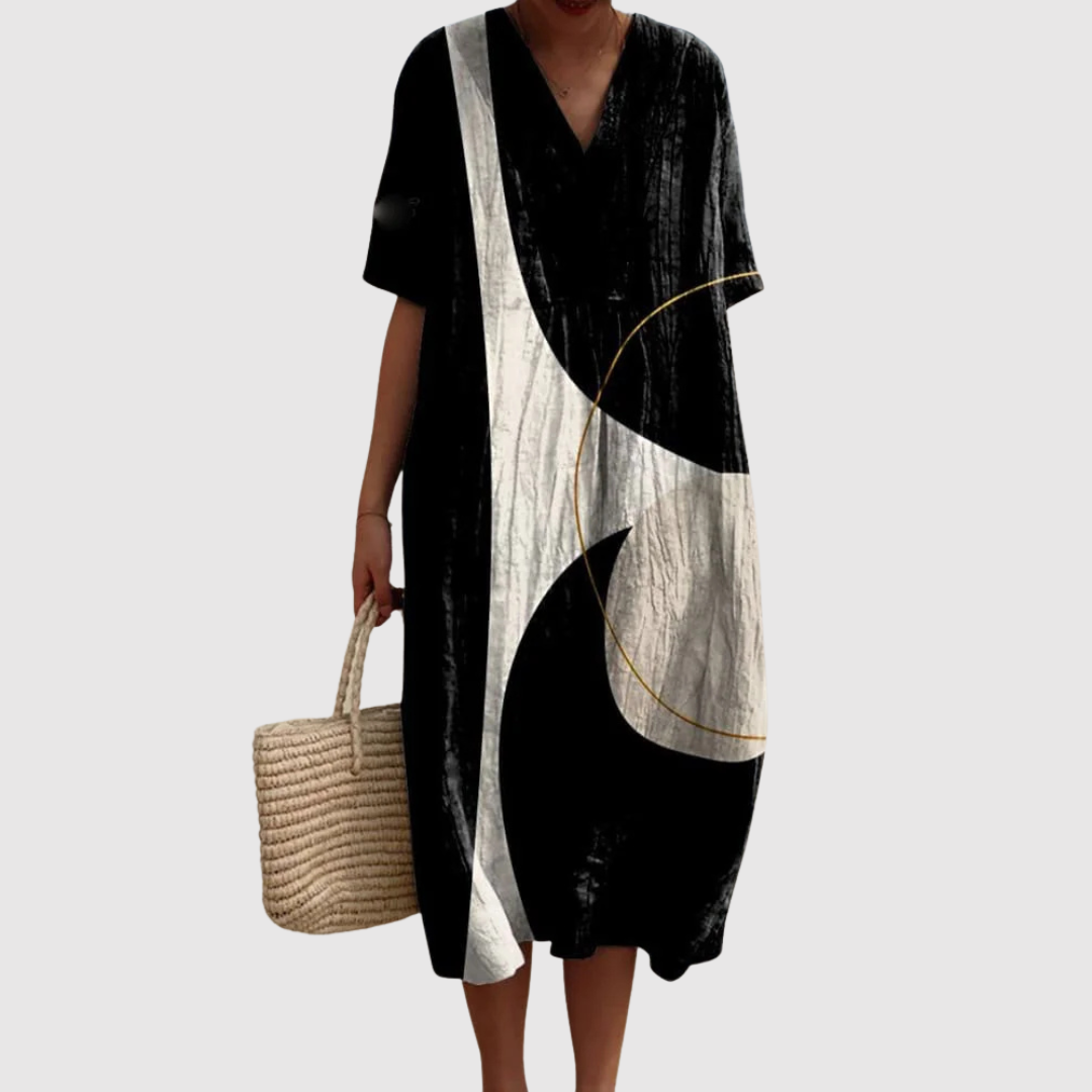 Sienna | Modern Flow Abstract Midi Dress