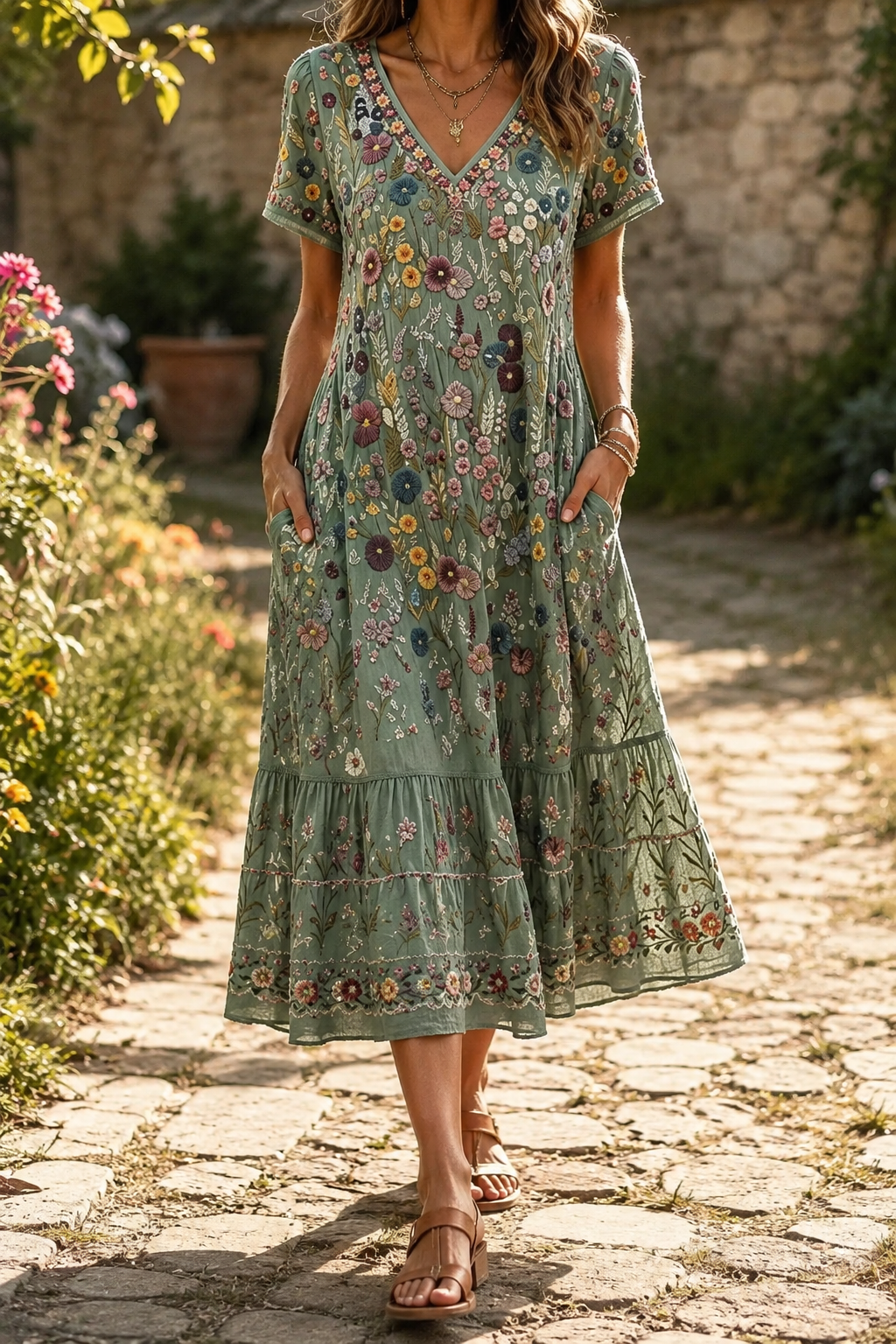 Susan - Elegant Violet Wildflower Dress