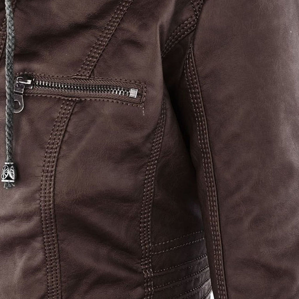 Olive™ - Waterproof Women's Leather Jacket with Hood