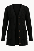 Women’s Cable Knit Cardigan Sweater – Long Sleeve Loose Fit Autumn/Winter Layering